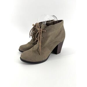 Attention Talina Faux Suede Lace Up Booties 7 Block Heel Whimsigoth Cottagecore